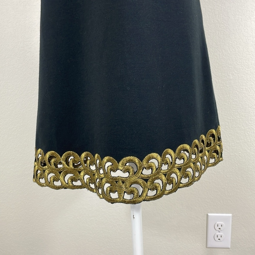 Free People sleeveless gold trim and embroidered a line dress size 4 - Picture 3 of 9
